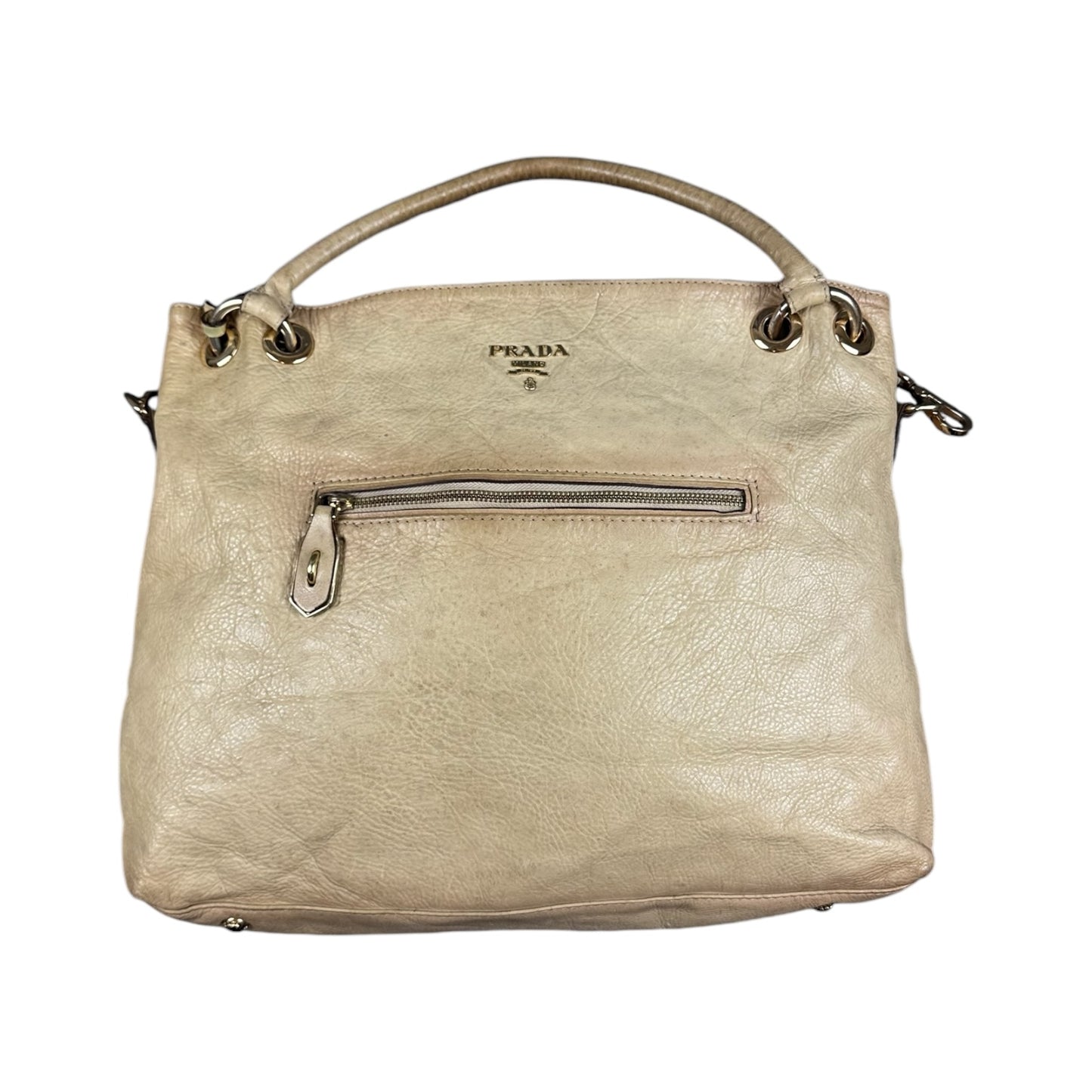 Vintage Prada Shopper Echtleder beige