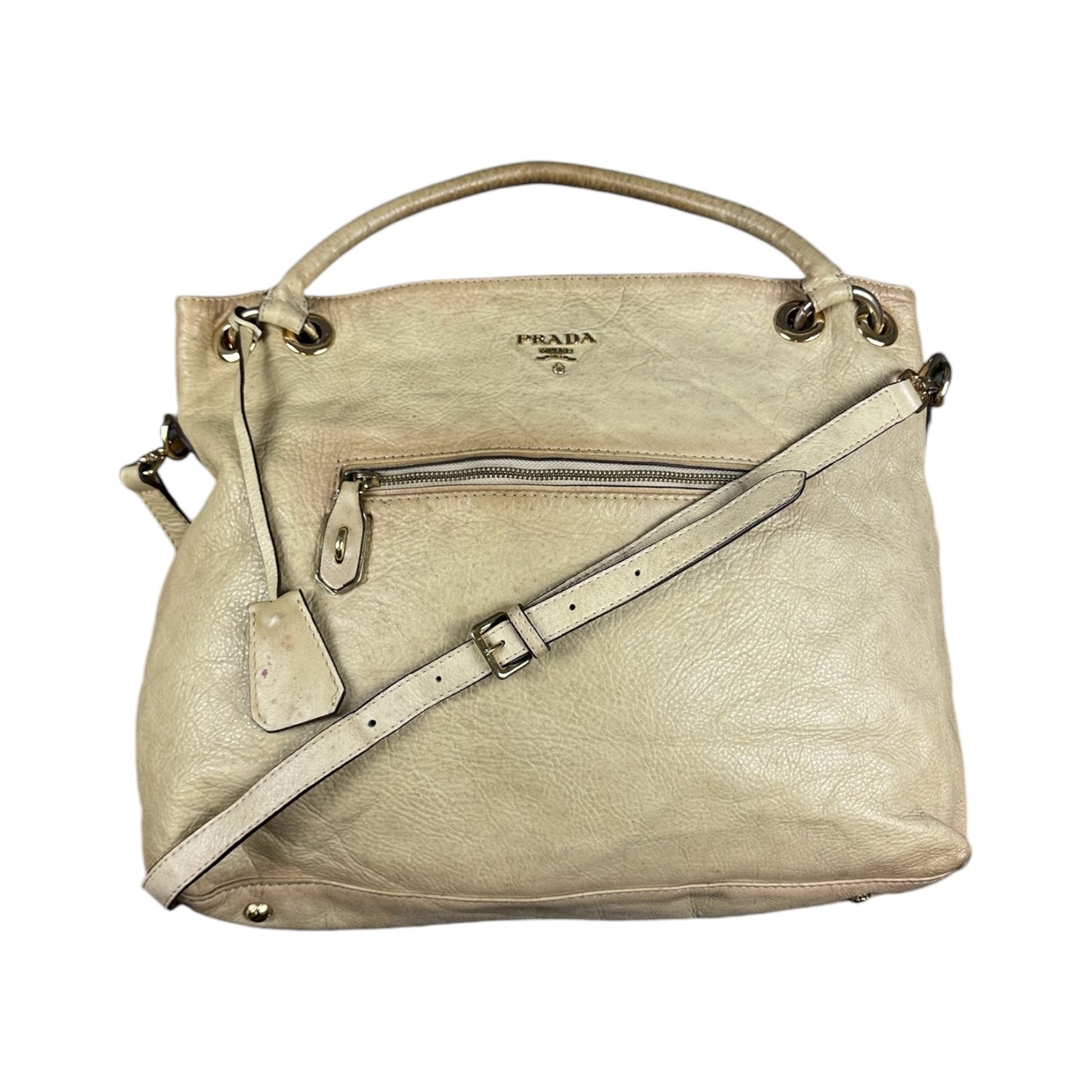 Vintage Prada Shopper Echtleder beige